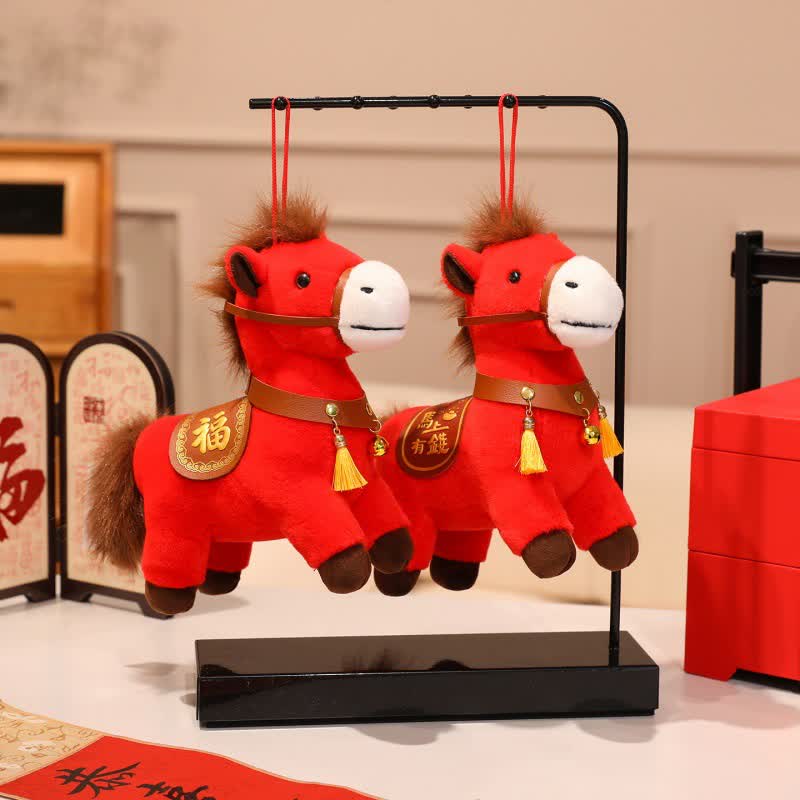 Red Zodiac Horse Decorative Plush Toy - image 4