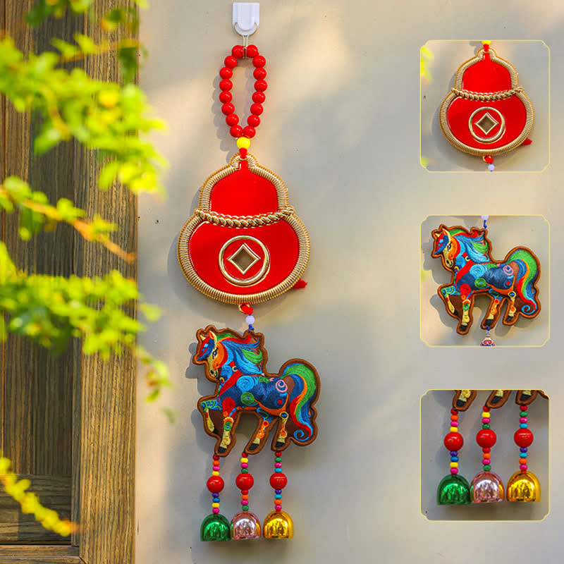 Auspicious Festive Horse Hanging Ornament - Coffee - Gourd - 4.72"W x 16.53"L - image 6