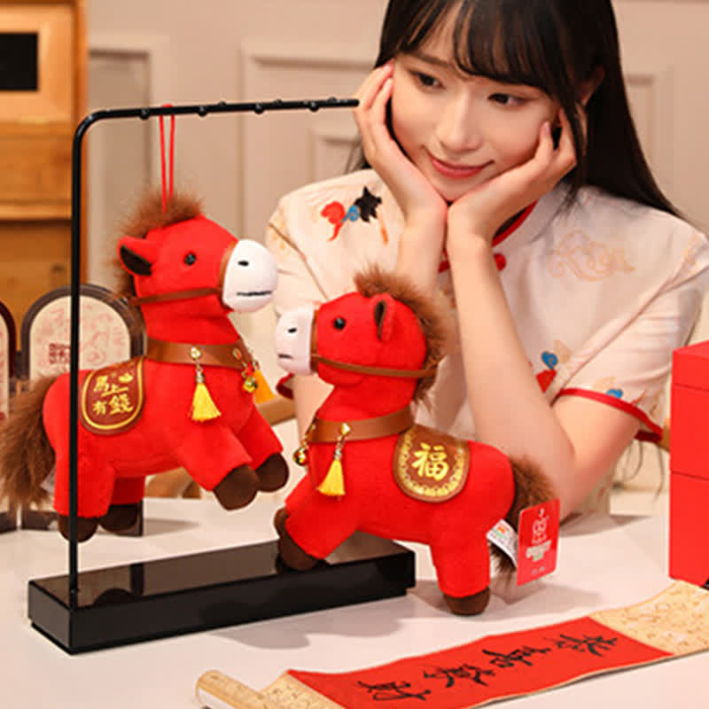 Red Zodiac Horse Decorative Plush Toy - image 3