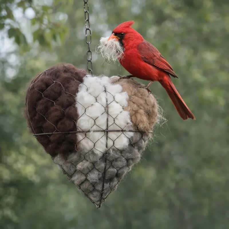 Handmade Bird Nesting Heart Hanging Ornament - image 4