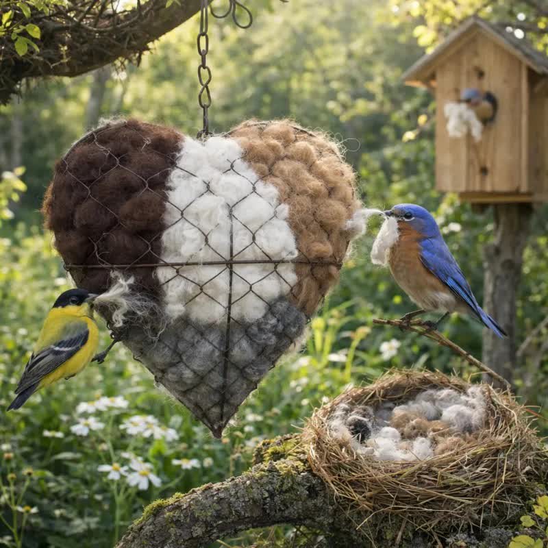 Handmade Bird Nesting Heart Hanging Ornament - image 6