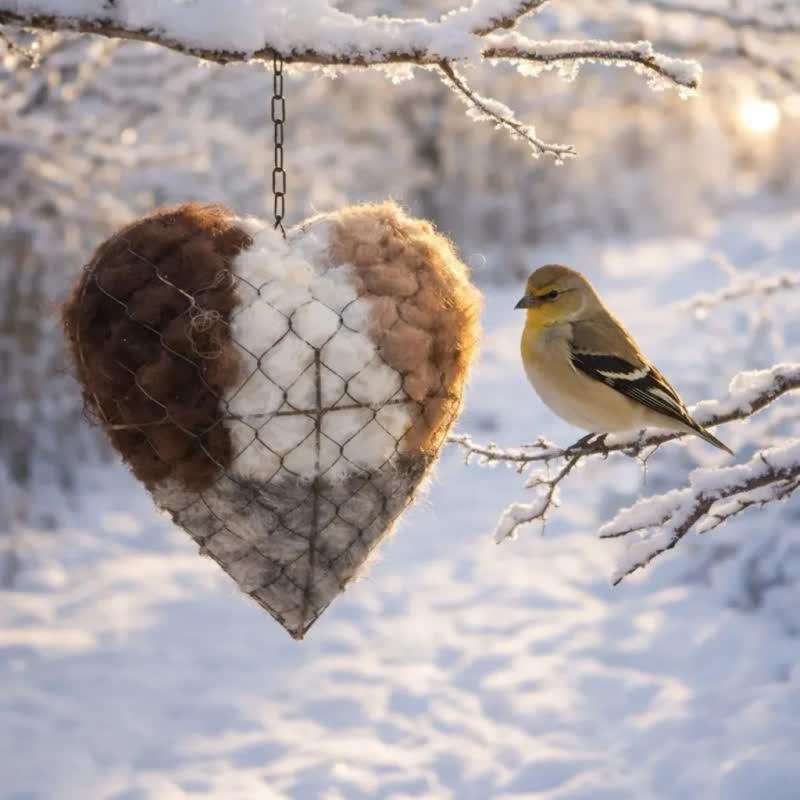 Handmade Bird Nesting Heart Hanging Ornament - 2PCS - 3.54" x 6.69" x 7.08" - image 0