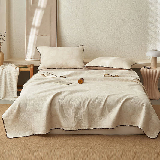 Textured Botanical Leaf Cotton Linen Quilt - Quilt - King - image 0