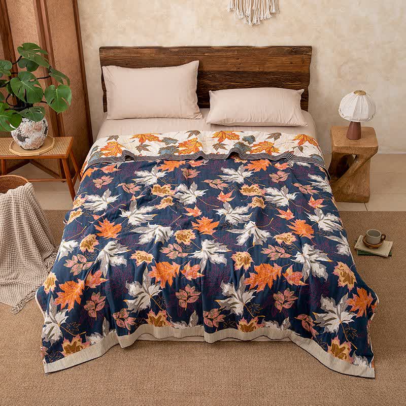 Reversible Maple Leaf Cotton Gauze Blanket - image 4