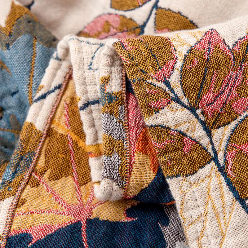 Reversible Maple Leaf Cotton Gauze Blanket - image 5