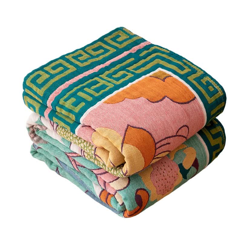 Retro Artistic Floral Cotton Gauze Blanket - image 6