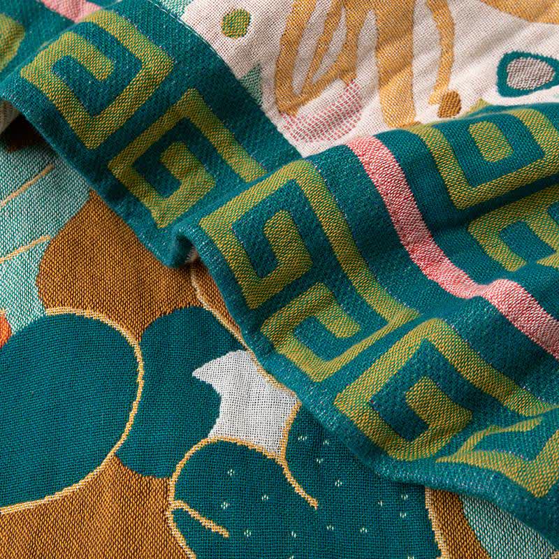 Retro Artistic Floral Cotton Gauze Blanket - image 5