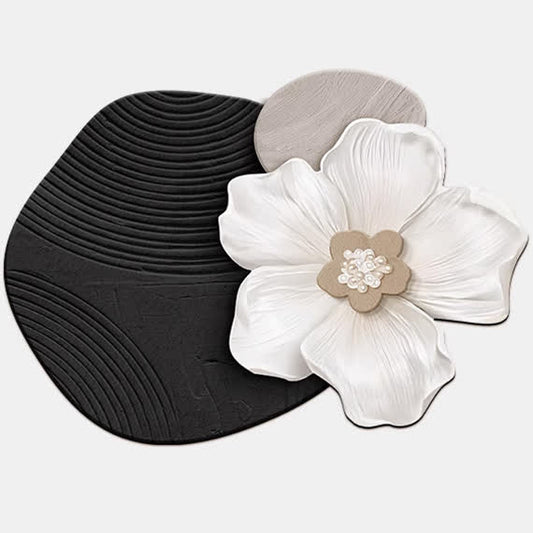 Floral Inspired Diatom Mud Bath Mat - Black - 31"x 47" - image 1