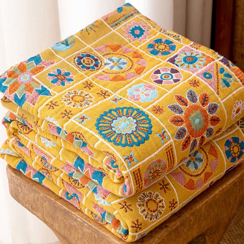 Ownkoti Geometric Pattern Plaid Cotton Gauze Blanket - image 2