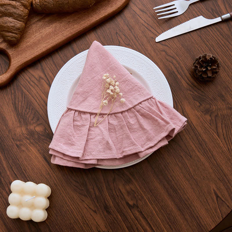 Minimalist Solid Color Ruffled Edge Placemat(4PCS) - image 7