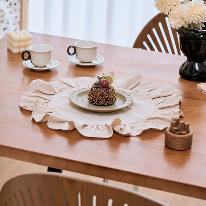 Minimalist Solid Color Ruffled Edge Placemat(4PCS) - image 9
