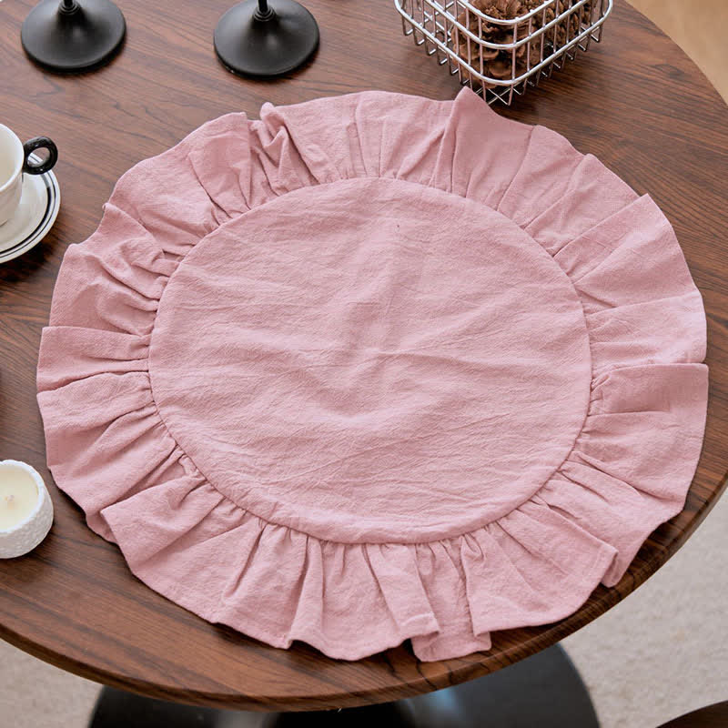 Minimalist Solid Color Ruffled Edge Placemat(4PCS) - image 5
