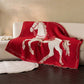 Festive Horse Motif Knit Throw Blanket - image 7