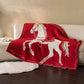 Festive Horse Motif Knit Throw Blanket - White - 51"W x 67"L - image 6
