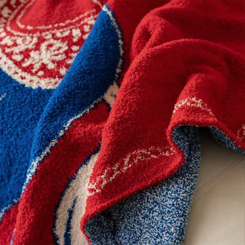 Festive Horse Motif Knit Throw Blanket - image 11