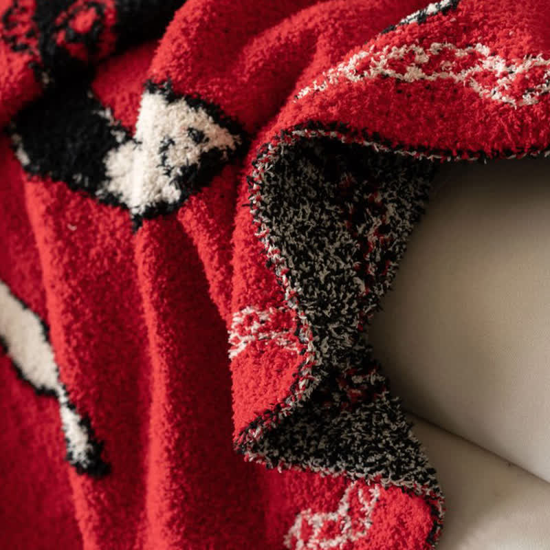 Festive Horse Motif Knit Throw Blanket - image 5