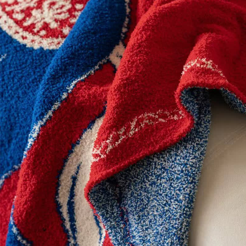 Festive Horse Motif Knit Throw Blanket - image 12