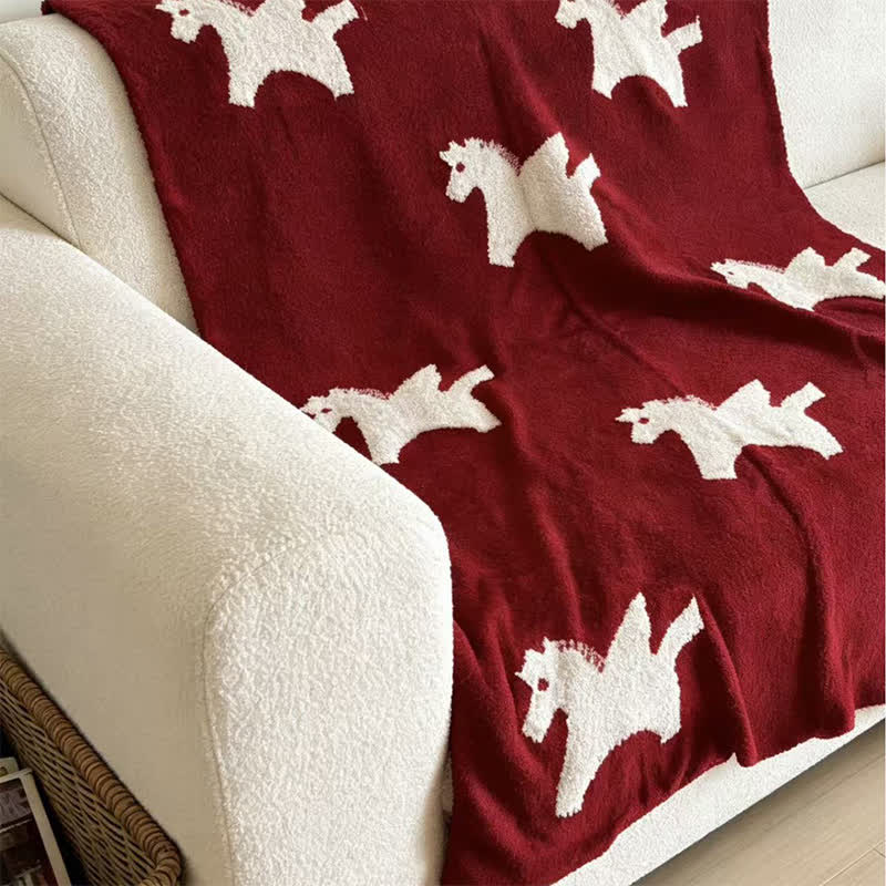 White Pegasus Motif Fleece Blanket - image 3