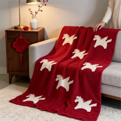White Pegasus Motif Fleece Blanket - 51"W x 67"L - image 0