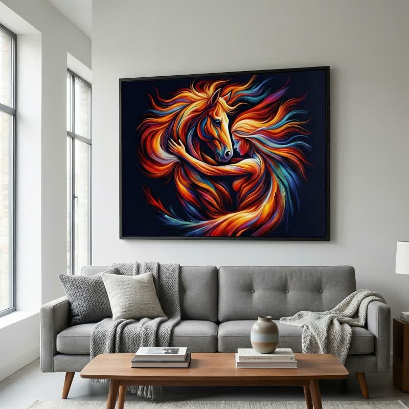 Horse & Goddess Decorative Wall Art - Colorful - 16" x 24" - image 0