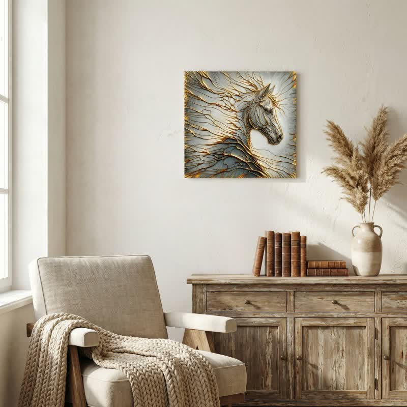 Horse 3D Effect Decorative Wall Art - Grey - 16" x 24" - image 0