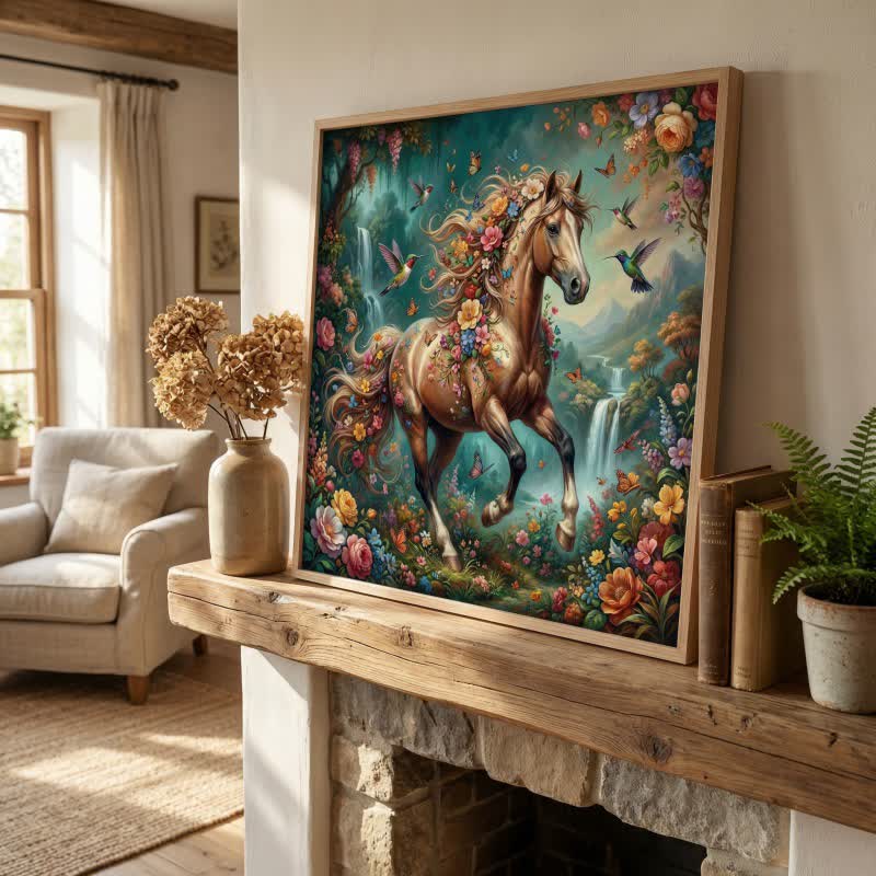 Horse & Floral 3D Effect Decorative Wall Art - image 2