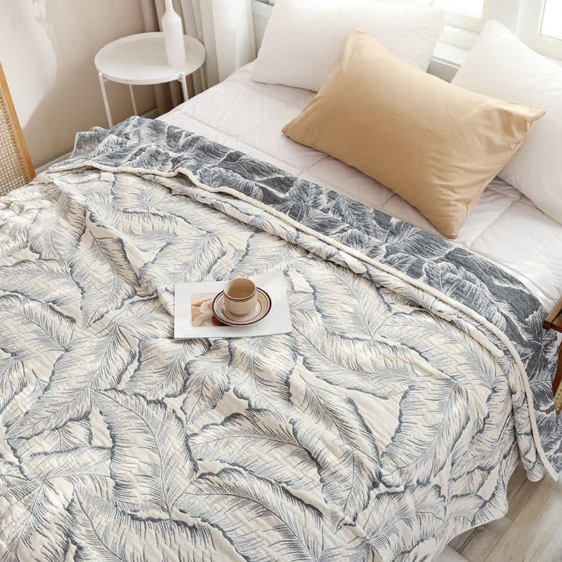 Botanical Banana Leaf Cotton Gauze Quilt - Queen - image 0