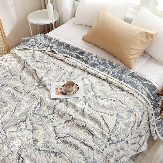 Botanical Banana Leaf Cotton Gauze Quilt - Queen - image 0