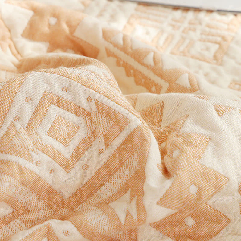Beige Geometric Pattern Cotton Gauze Quilt - image 3