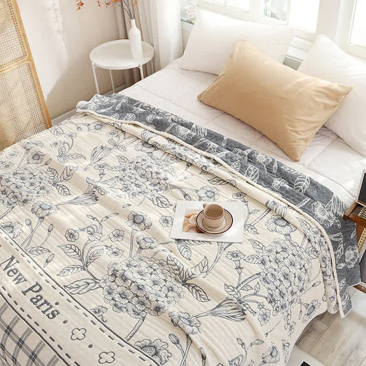 Floral Hydrangea Cotton Gauze Quilt - Queen - image 0