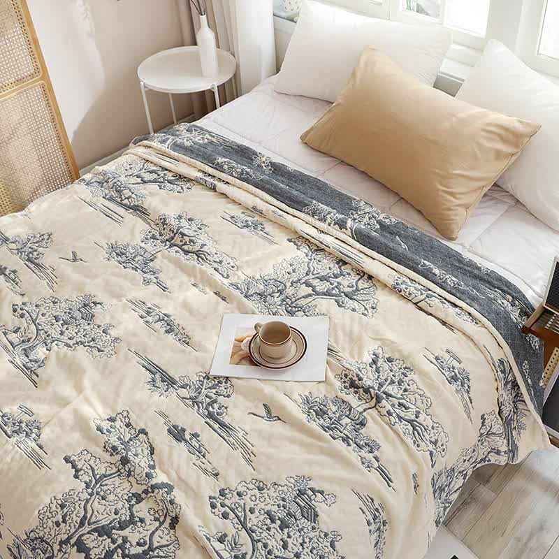 Retro Style Tree Cotton Gauze Quilt - Queen - image 0