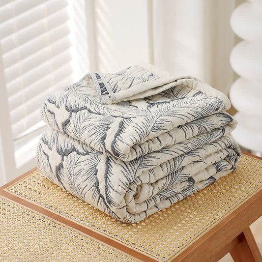 Botanical Banana Leaf Cotton Gauze Quilt - image 1