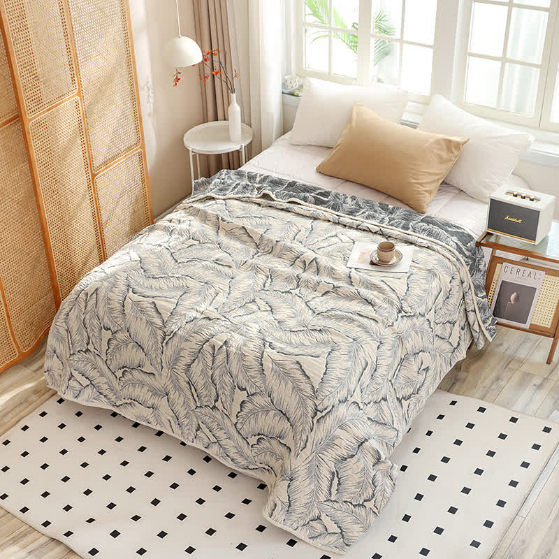 Botanical Banana Leaf Cotton Gauze Quilt - image 2