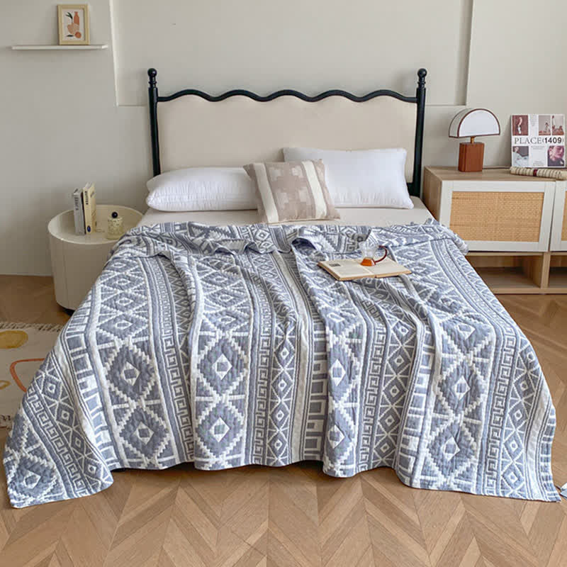 Ethnic Style Geometric Cotton Gauze Quilt - image 3