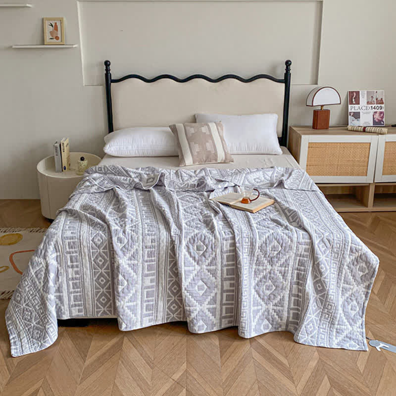 Ethnic Style Geometric Cotton Gauze Quilt - image 5