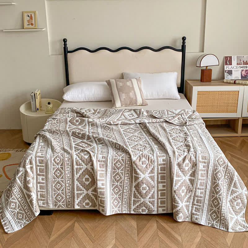 Ethnic Style Geometric Cotton Gauze Quilt - image 1
