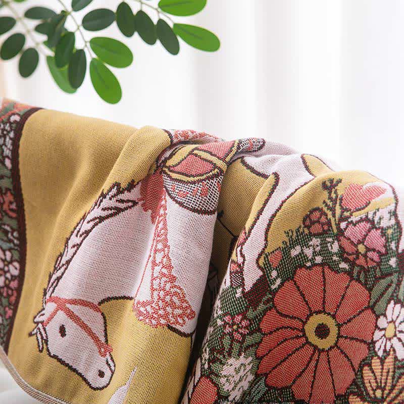 Rustic Horse Floral Cotton Gauze Towel - image 1