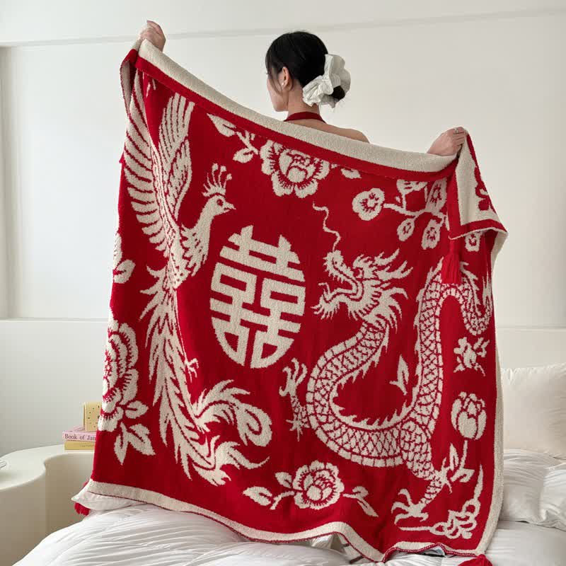 Auspicious Phoenix Knit Throw Blanket - image 1