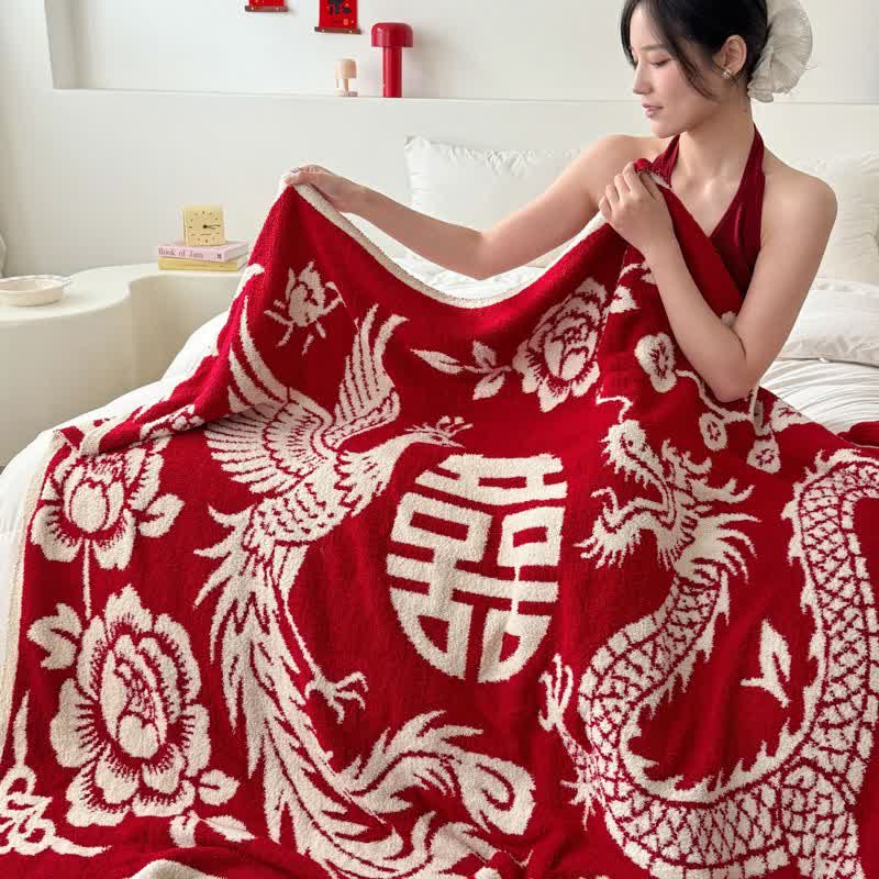 Auspicious Phoenix Knit Throw Blanket - image 2
