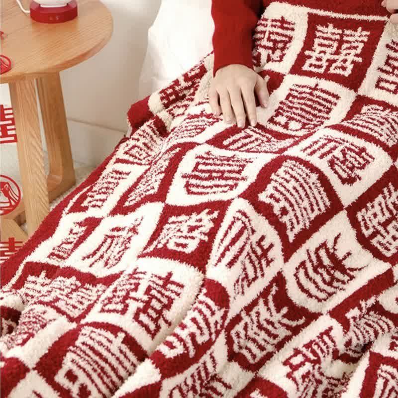 Oriental Auspicious Pattern Plaid Throw Blanket - image 5