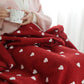 Heart Pattern Throw Blanket with Pom-Poms - Red - 59"W x 79"L - image 8