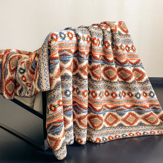 Bohemian Style Fluffy Throw Blanket - Brown - 79"W x 90"L - image 0