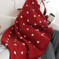 Heart Pattern Throw Blanket with Pom-Poms - image 9