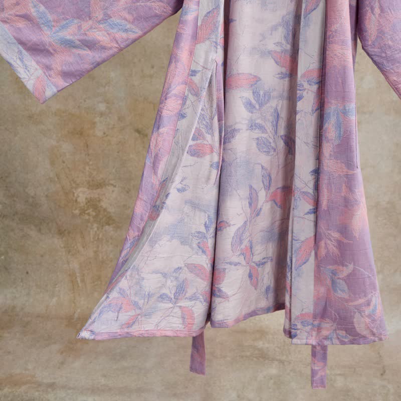 Weekend Escapades Natural Leaf Cotton Gauze Kimono Robe - image 18
