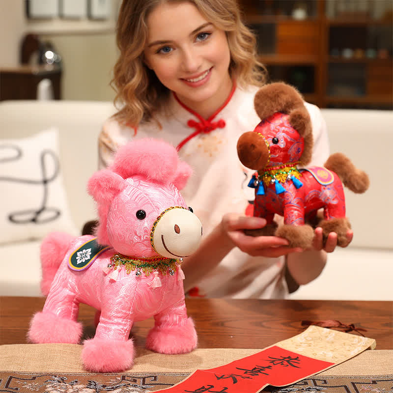 Brocade Chinoiserie Artistic Horse Plushie - image 3