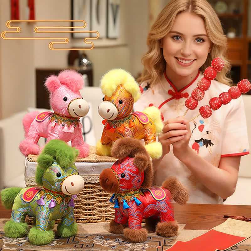 Brocade Chinoiserie Artistic Horse Plushie - image 2