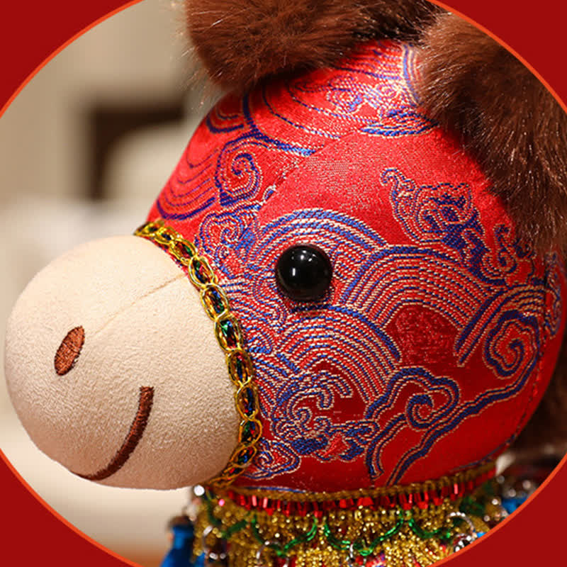 Brocade Chinoiserie Artistic Horse Plushie - image 10