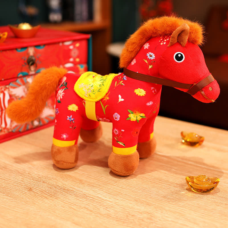 Festive 2026 Year of the Horse Plush - Red (Flowers) - 2PCS - 12"H - image 8