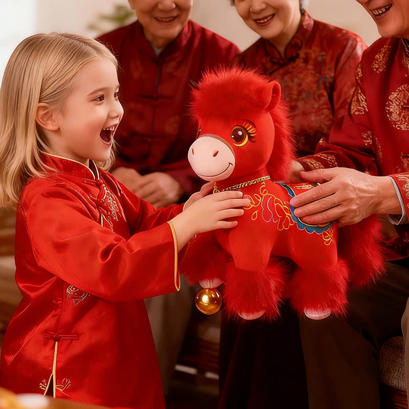 Festive Red Zodiac Stallion with Lucky "Fu" Character - image 2