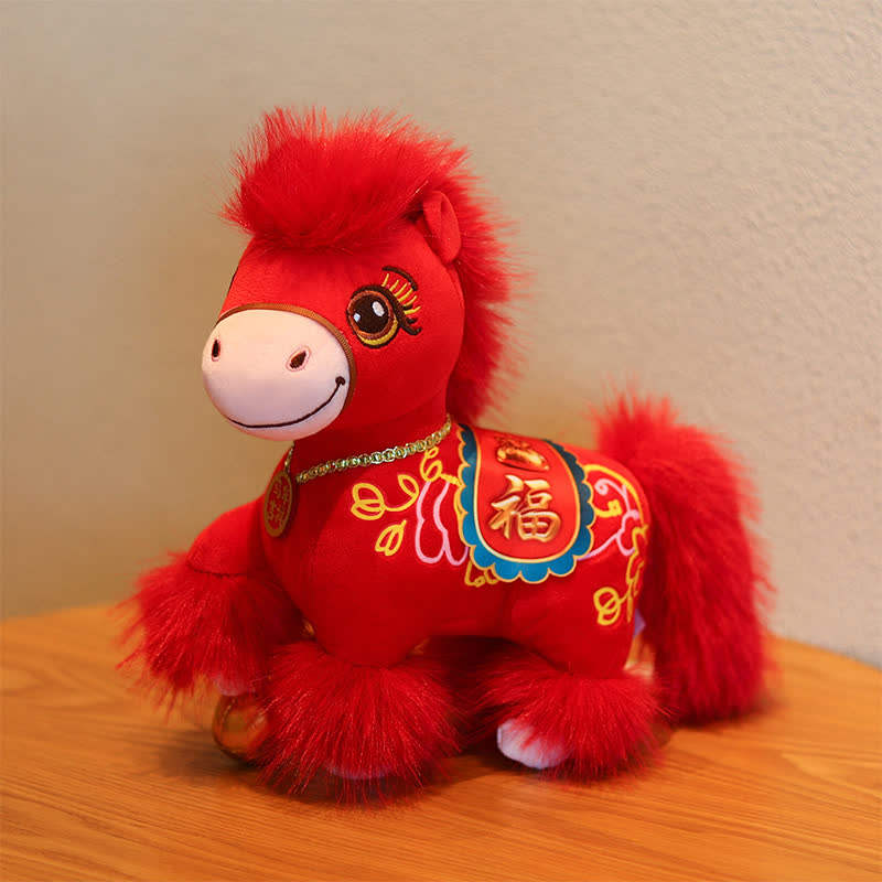 Festive Red Zodiac Stallion with Lucky "Fu" Character - image 4